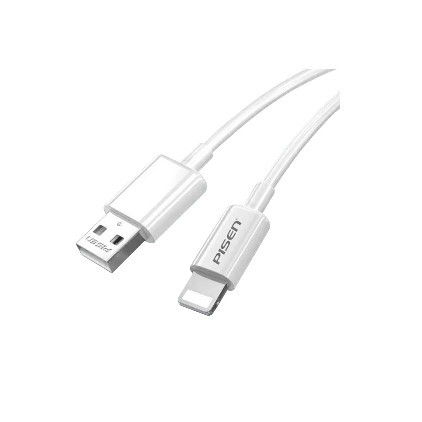 Pisen Mr White Lightning to USB-A Cable (1M) White - Fast Charge 2.4A, Stretch-Resistant, Reinforced, Strong Durable, Apple iPhone/iPad/MacBook