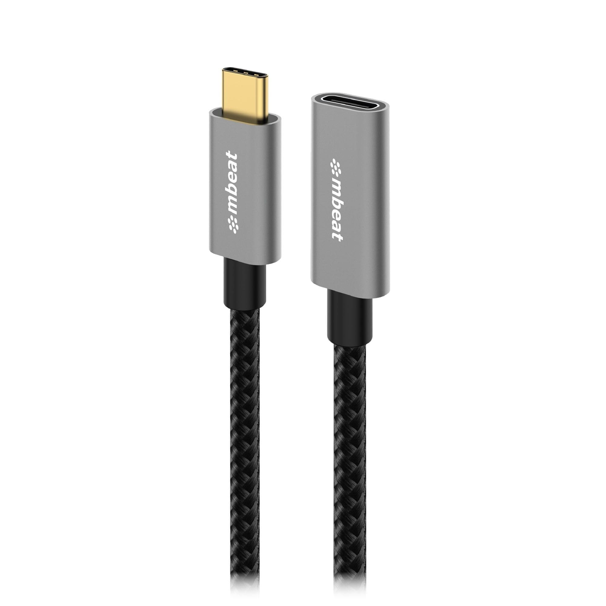 mbeatĀ® Tough Link 1m USB 3.2 Gen2 USB-C Extension Cable - Space Grey Video Resolution: Maximum 4K/60Hz Material: Aluminium Housing, Nylon Braided