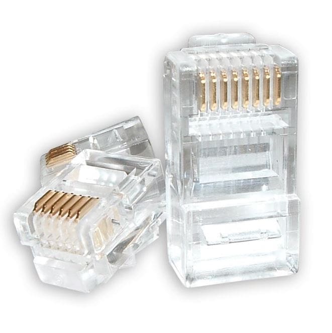 Astrotek RJ45 Jack Connector Modular Plug Crimp 8P8C CAT5e LAN Network Ethernet Head 2 Prong Blade 3u" Transparent (20 units /pack)