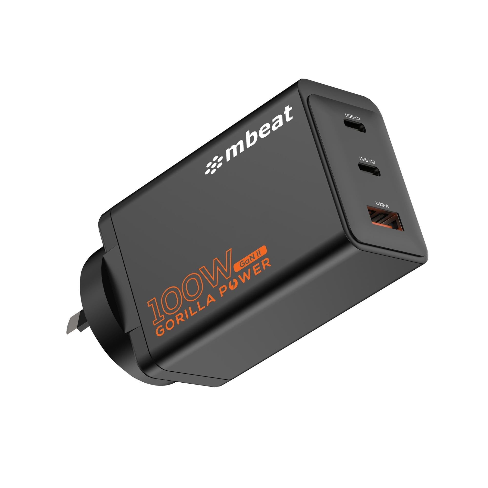 mbeat® Gorilla Power PD 100W GaN II USB-C Charger 50% smaller than the standard Supports a wide range of devices Product Weight: 180g