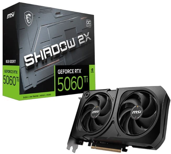 MSI nVidia GeForce RTX 5060 Ti 8G SHADOW 2X OC PLUS, Boost: 2482 MHz, CUDA 8960 Units, 8GB GDDR7, HDMI™ x 1 (embargo)