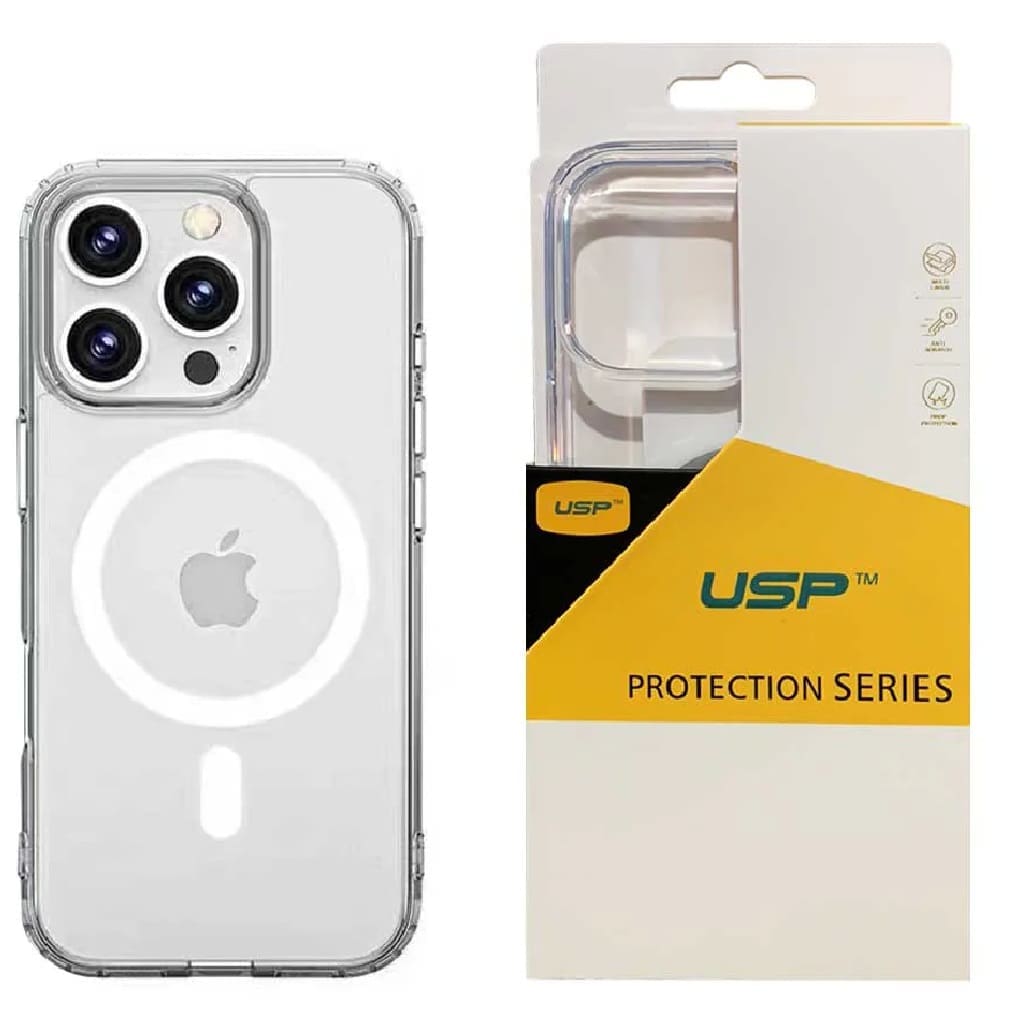 USP Apple iPhone 16 Pro (6.3") Clear Rock Shockproof Case with MagSafe - Ultra-thin, Lightweight, Non-slip, Crystal Clear, 10 Years Warranty