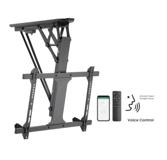 Brateck PLB-M0546AI Smart Flip Down TV Ceiling Mount Powered by TUYA Support most 32" ~ 70" TVs (Black) (LS)