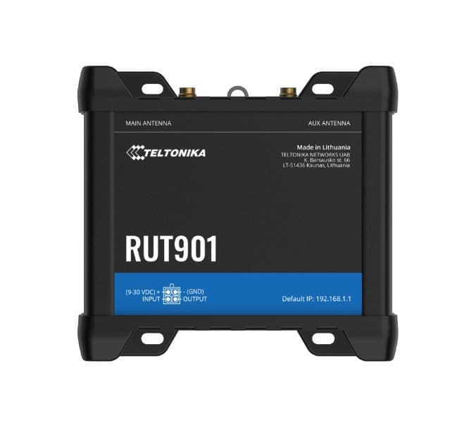 Teltonika RUT901 Industrial Cellular Router, 4G LTE (Cat 4), Dual SIM, Wi-Fi, MQTT, Modbus TCP, DNP3, PSU included