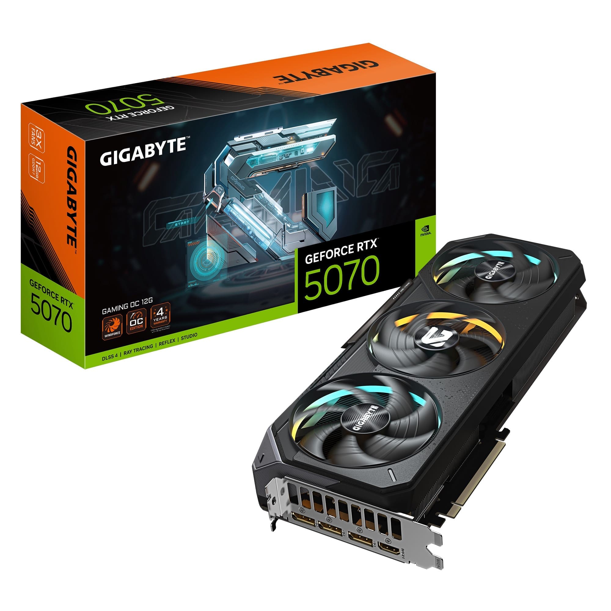 Gigabyte GeForce RTX™ 5070 GAMING OC 12G, 2625 MHz, CUDA 6144, 28 Gbps, GDDR7, 192 bit, PCI-E 5.0, ATX, PSU 750W, DisplayPort 2.1b *3 HDMI 2.1b *1