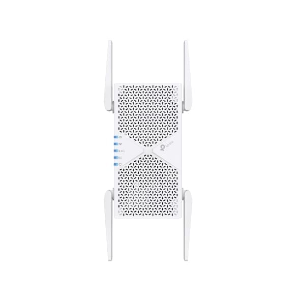 TP-Link RE405BE BE6500 Dual-Band Wi-Fi 7 Range Extender with BE6500 speeds, MLO, 160MHz, 4× antennas, EasyMesh, and 2.5G Ethernet port