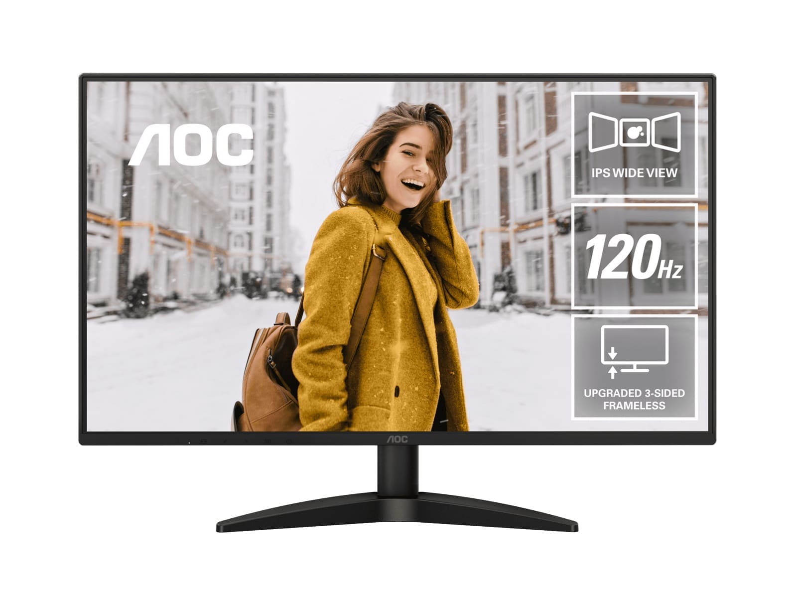 AOC 27" 120Hz IPS 1920 × 1080 (FHD), 300 cd/m2, VGA × 1, HDMI 1.4 × 1 1ms Adaptive Sync, Office and Home monitor. 2025