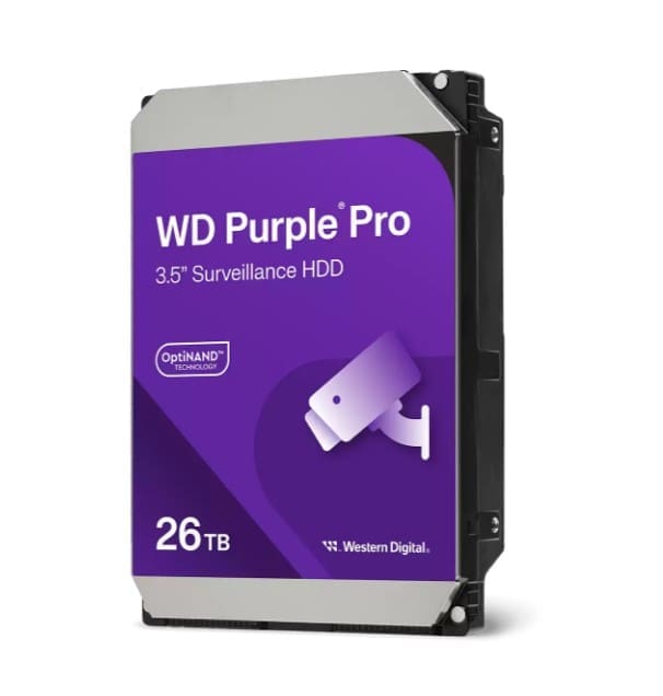 Western Digital WD Purple Pro 26TB 3.5" Surveillance HDD 7200RPM 512MB SATA 287MB/s 7200 RPM 512MB 5yrs warranty