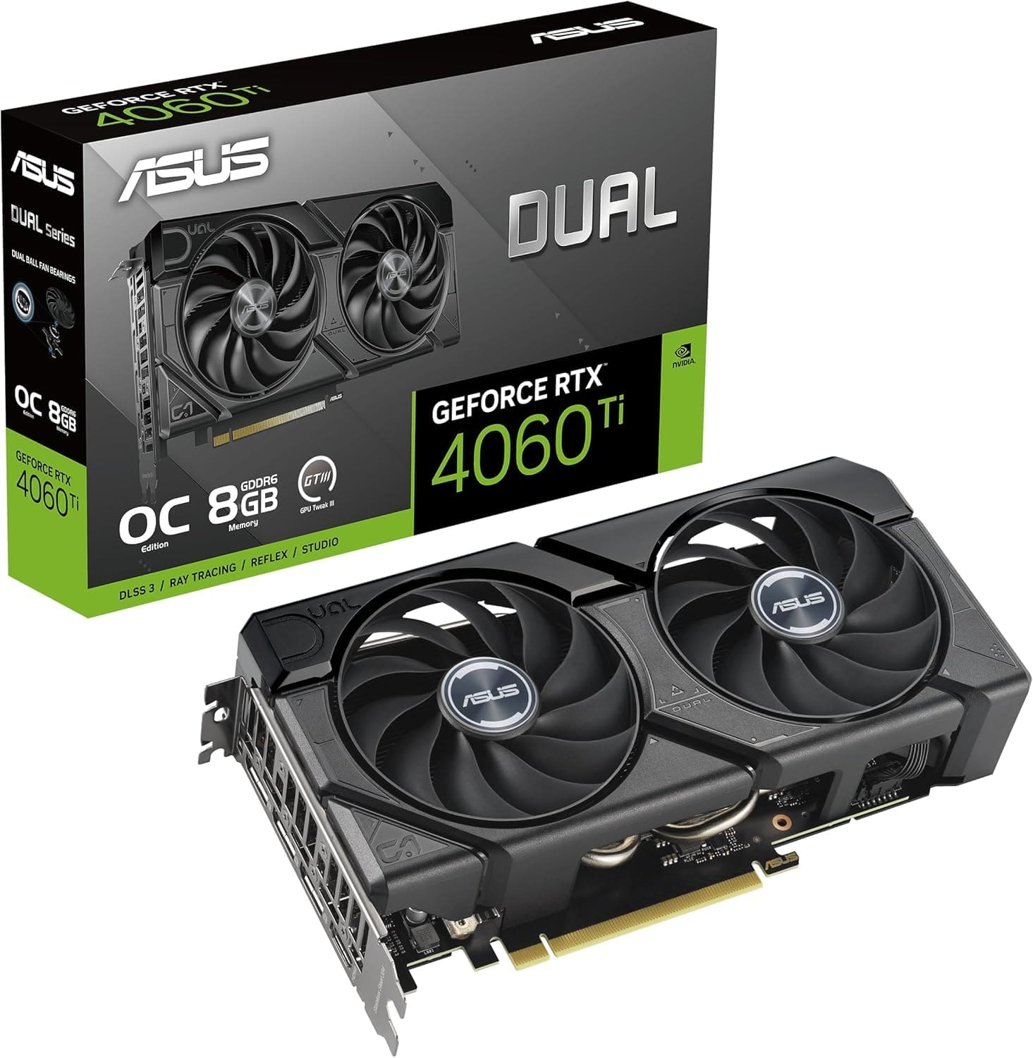 ASUS nVidia GeForce DUAL RTX™ 4060 Ti EVO 8GB GDDR6, 4352 CUDA, 2595MHz, 128-bit, 7680x4320, PCIe 4.0
