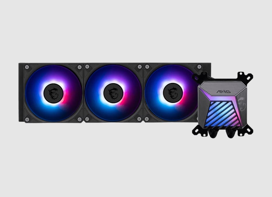 MSI MAG CORELIQUID A15 360, 3 fans, Rifle Bearing, 500~2050 ± 150 RPM, AM5 / AM4, 71.23 x 69.47 x 75.05 mm 3y warranty