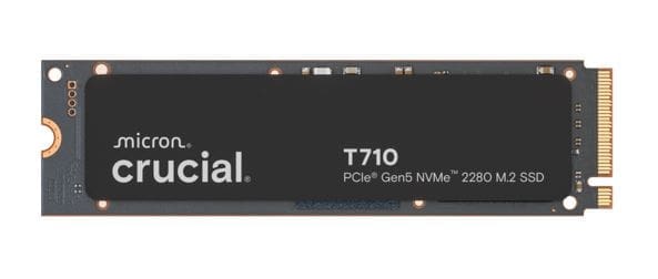 Crucial T710 1TB PCIe Gen5 NVMe 2280 SSD - 14900/13700 MB/s R/W 600TBW 2.2M IOPs 1.5M hrs MTTF with DirectStorage for Intel AMD 5yrs