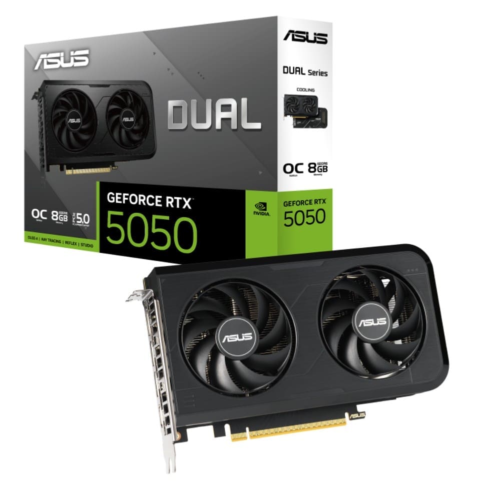 ASUS nVIDIA GeForce DUAL RTX5050 8GB GDDR6 OC Edition, 2560 CUDA, 2677MHz, 128-bit, 7680x4320, PCIe 5.0