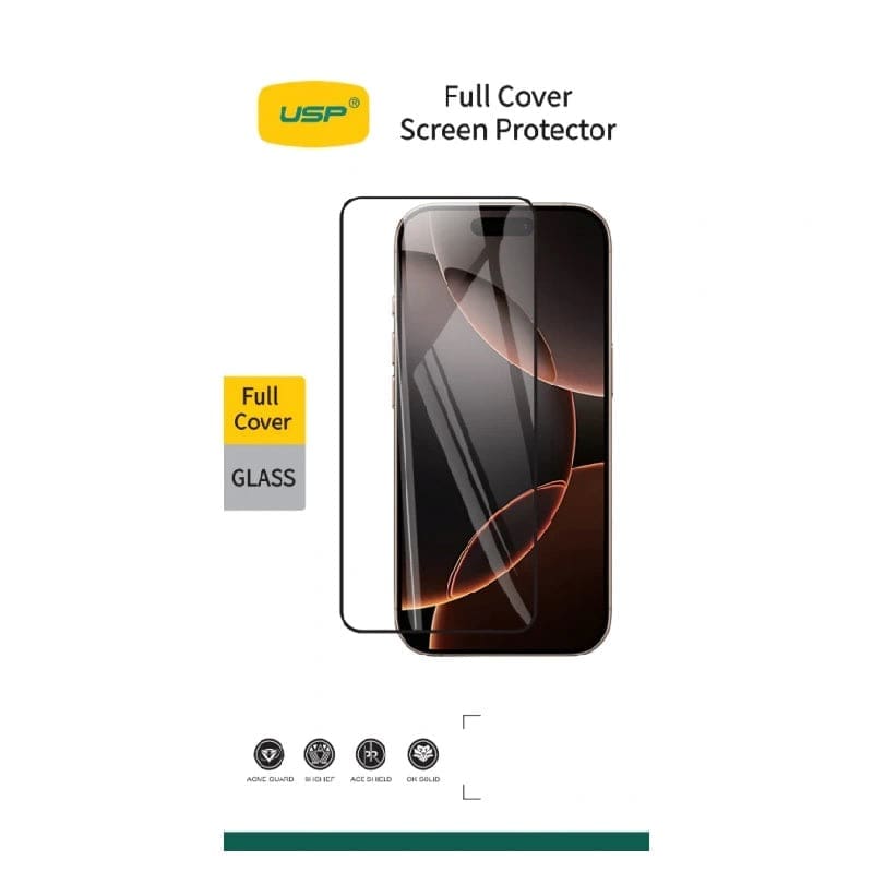USP Apple iPhone 17 Pro / iPhone 17 / iPhone 16 Pro (6.3") Tempered Glass Screen Protector - Full Coverage,Crystal Clear,Smooth Touch,3 Years Warranty