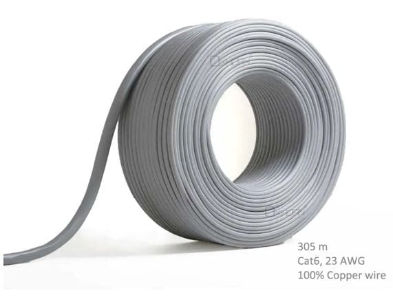 Network Cable Cat6 305m Roll Un-shielded twisted pair UTP 23AWG PVC solid pure 0.56mm copper wire Grey