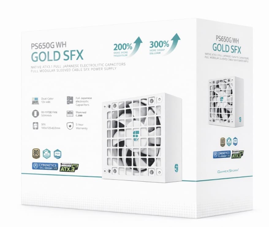 DeepCool PS650G WH 650W Gamer Storm SFX ,Full Japanese Electrolytic Capacitors, Cybenetics Platinum /PPLP Gold, Fluid Dynamic Bearing