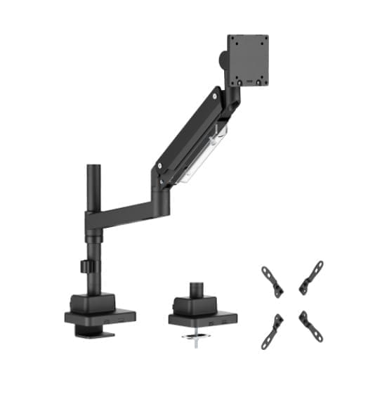 Brateck LDT80-C012P Super Heavy-Duty Pole-Mounted Gas Spring Monitor Arm, Matte Black, Fit Screen Size: 24"-57" Up to 27 KG (LS)