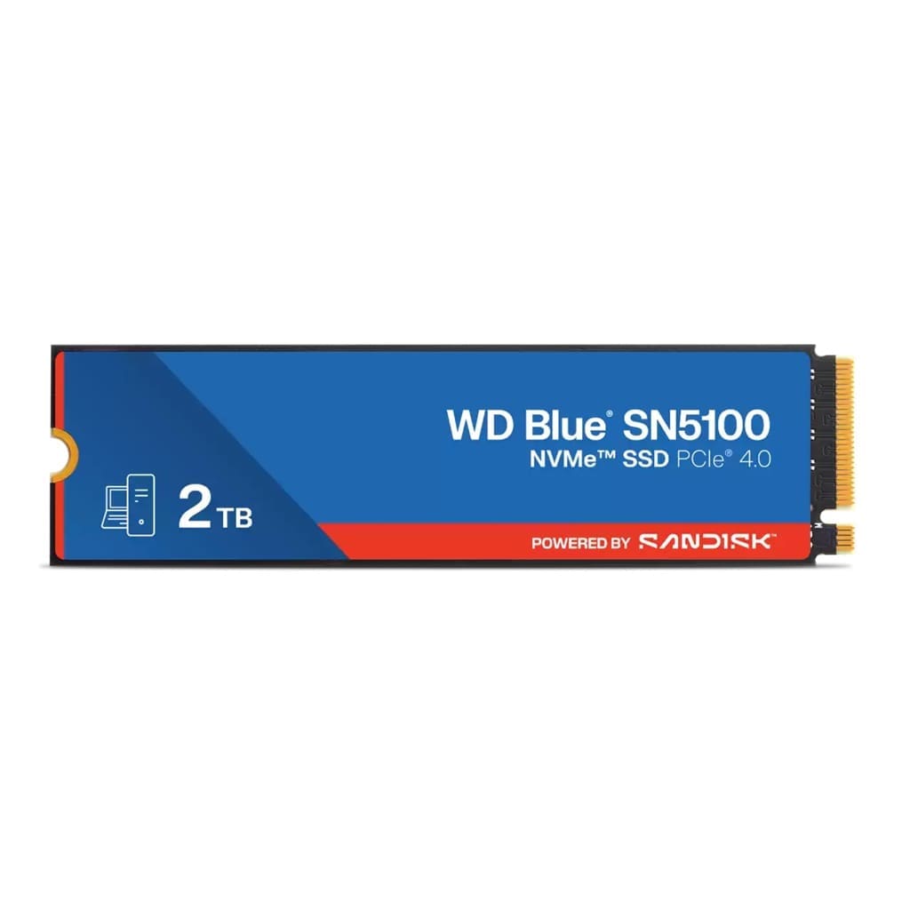 Western Digital WD Blue SN5100 NVMe™ SSD - 2TB, M.2 2280, PCIe Gen4, Read 7100MB/s, Write 6700MB/s, 1000K/1300K IOPS, TBW 900, 5yr Warranty