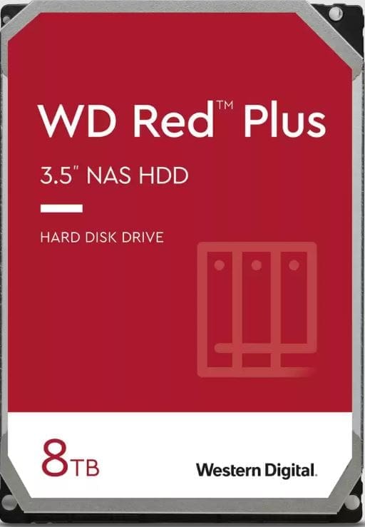 Western Digital WD Red Plus 8TB 3.5" NAS HDD SATA WD80EFPX 215MB/s 5640 RPM 256MB Cache 3-Year Limited Warranty