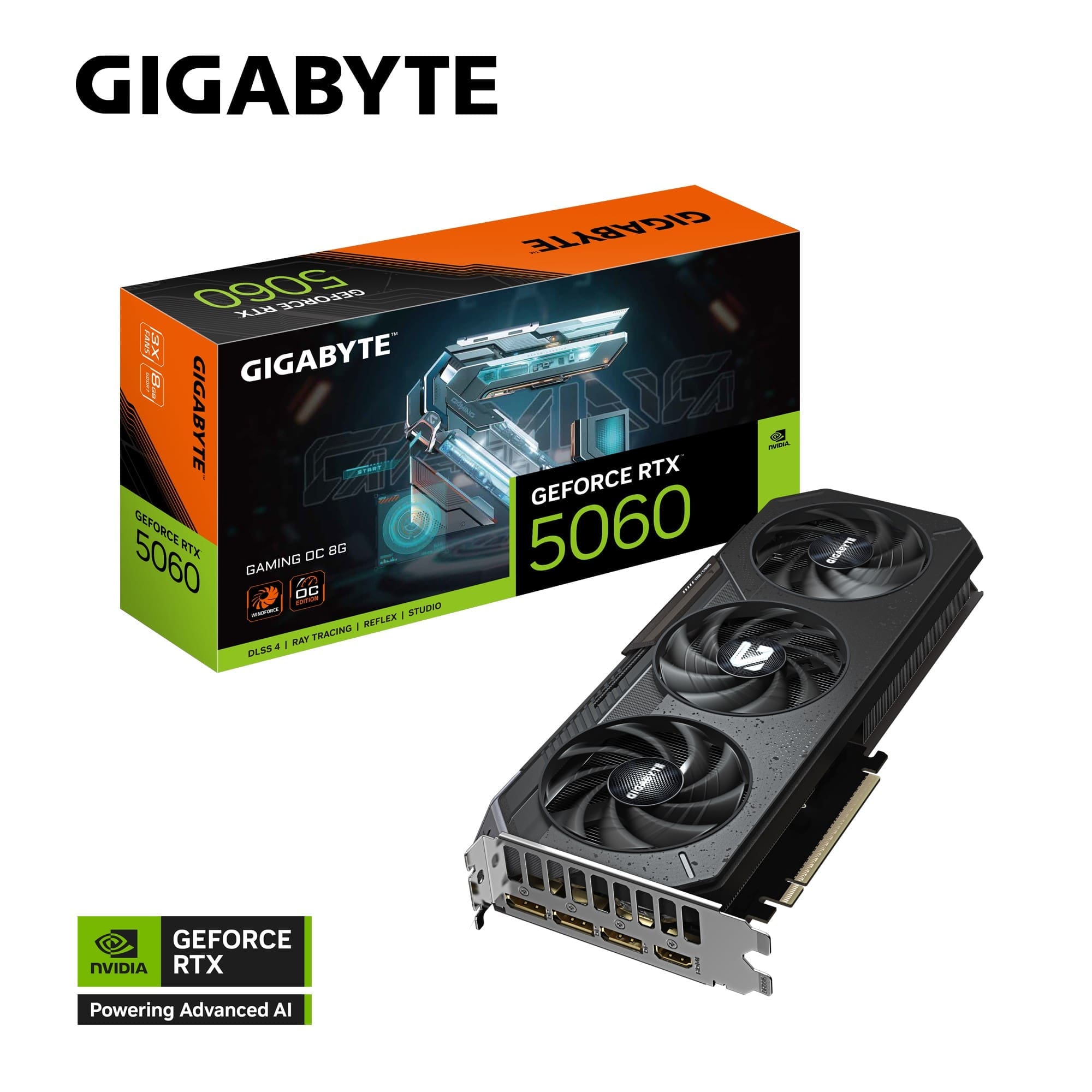 Gigabyte GeForce RTX™ 5060 GAMING OC 8G, 2595 MHz, CUDA 3840, 28 Gbps. GDDR7, 128 bit PCI-E 5.0, PSU 500W, DisplayPort 2.1b *3 HDMI 2.1b x1