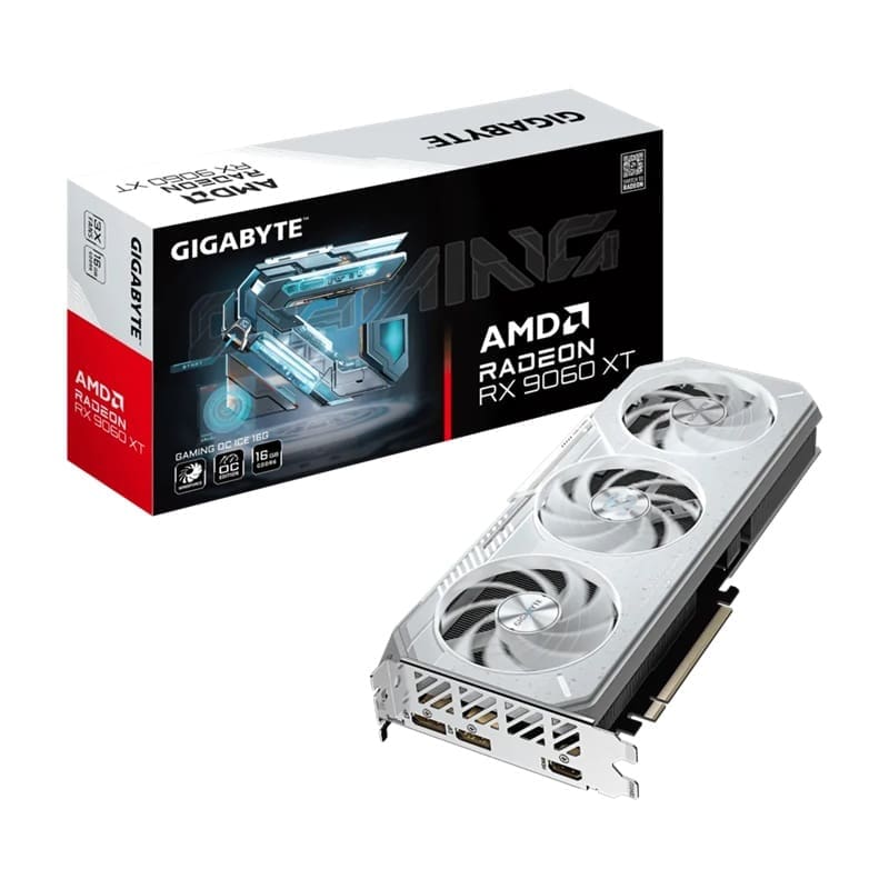 (LS) Gigabyte Radeon RX 9060 XT GAMING OC ICE 16G, GDDR6, 3320MHz boost, 2780MHz, 2048 cores, PCIe 5.0, 281mm, 450W, 2x DP 2.1a, HDMI 2.1b