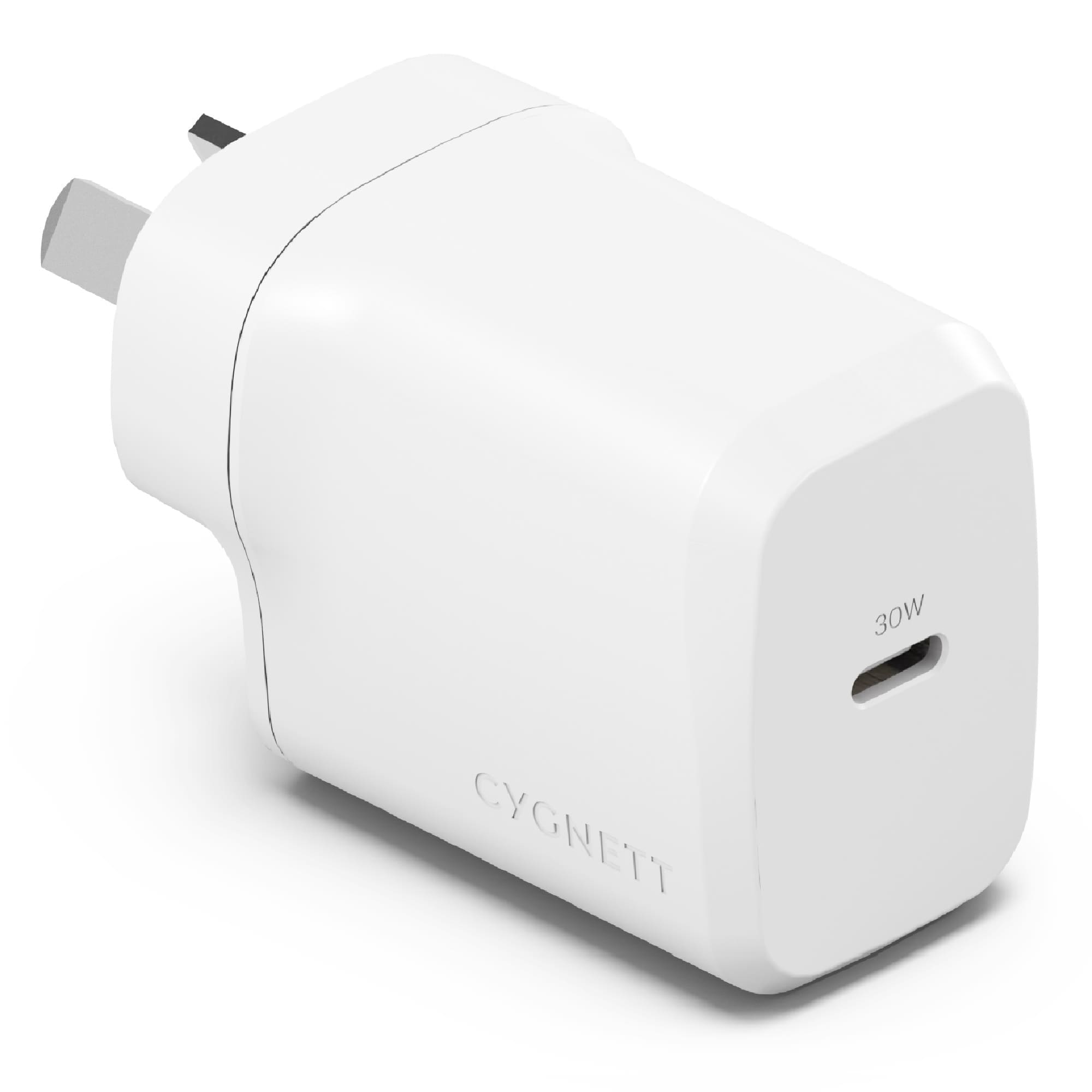 LS Cygnett PowerPlus 30W USB-C PD GaN Fast Wall Charger -White(CY4736PDWCH),Portable,Best for iPhone,Samsung's PPS USB-C Devices, 2 Years Warranty