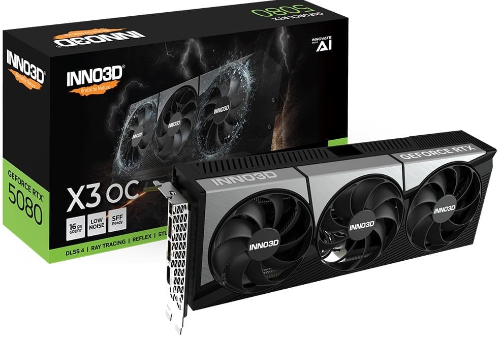 INNO3D nVidia GeForce RTX 5080 X3 OC 16GB GDDR7 2640MHz Boost Clock, RAM 30 Gbps, 3xDP, 1xHDMI 300x120x50mm