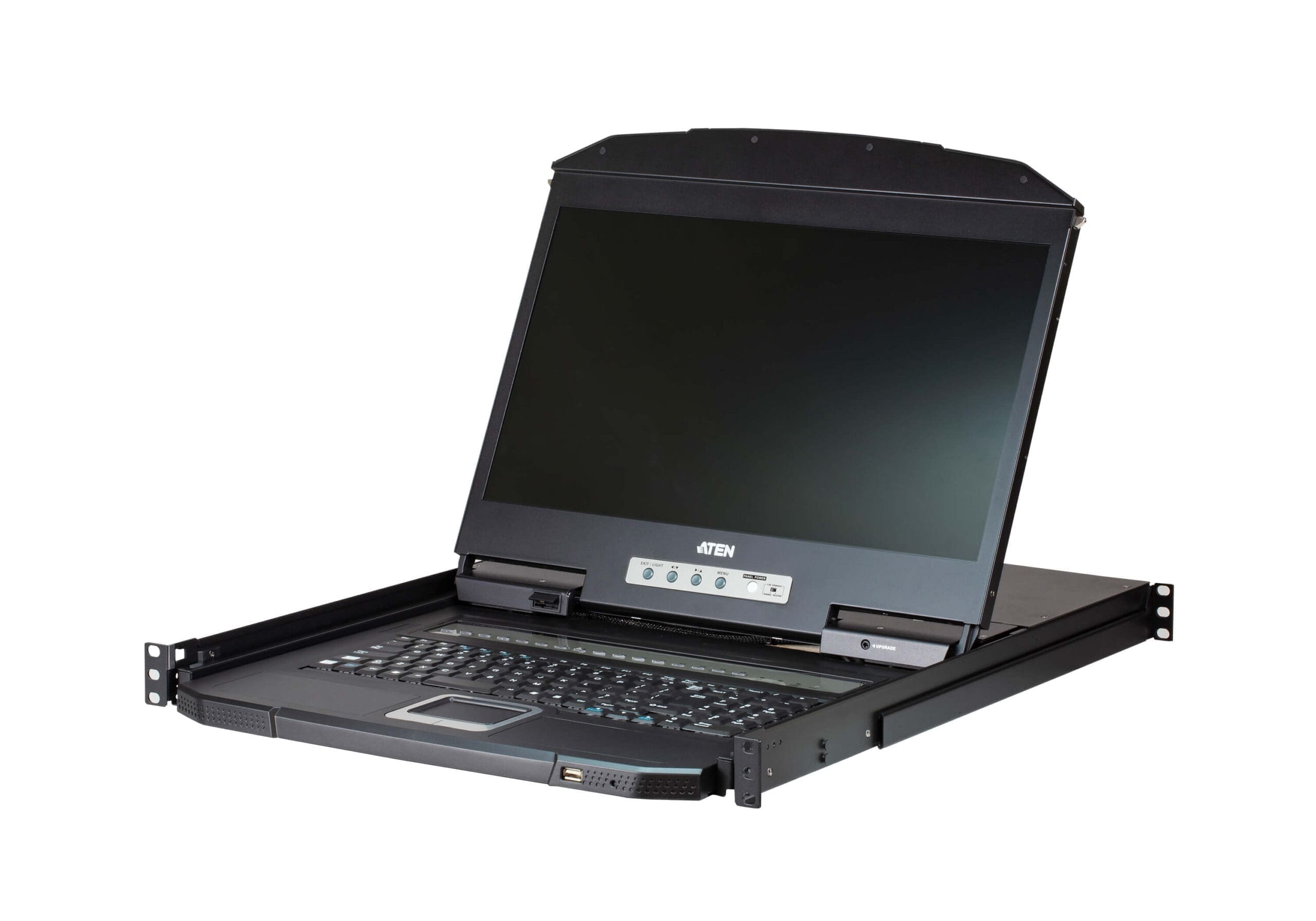 Aten Rackmount KVM Switch 8 Port VGA w/ 18.5" LCD Display, 2x Custom KVM Cables Included, 1366x768@60hz Display, Short Depth Design