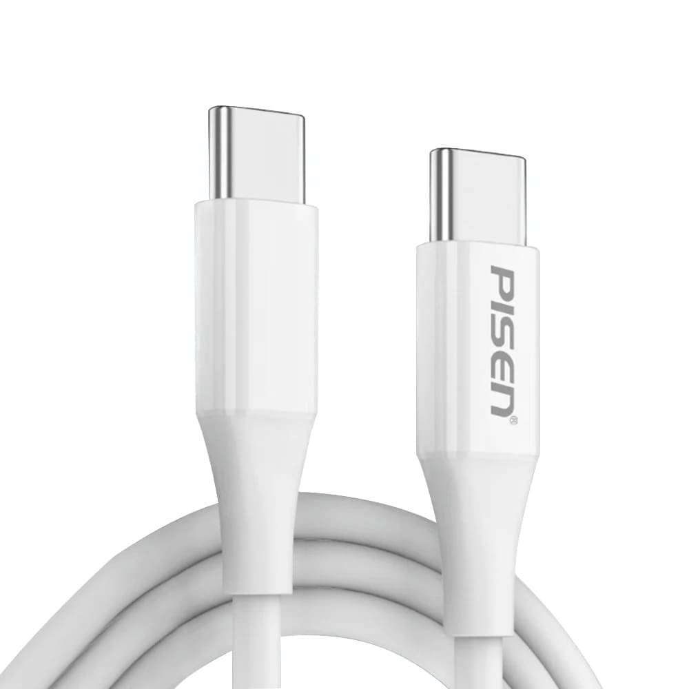 Pisen Mr White USB-C to USB-C PD 60W Cable (1M) White - 60W/3A, 2-in-1 Sync Charge, SR bend-resistant,Reversible USB-C Connector, 2 Years Warranty