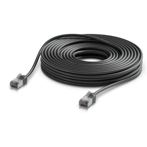 Ubiquiti UniFi Premium Patch Cable Outdoor, 15M,Black,Ultra-Thin, Rugged, Shielded Patch, Optimized, Perform Harshest Environments ,10 GbE networking.